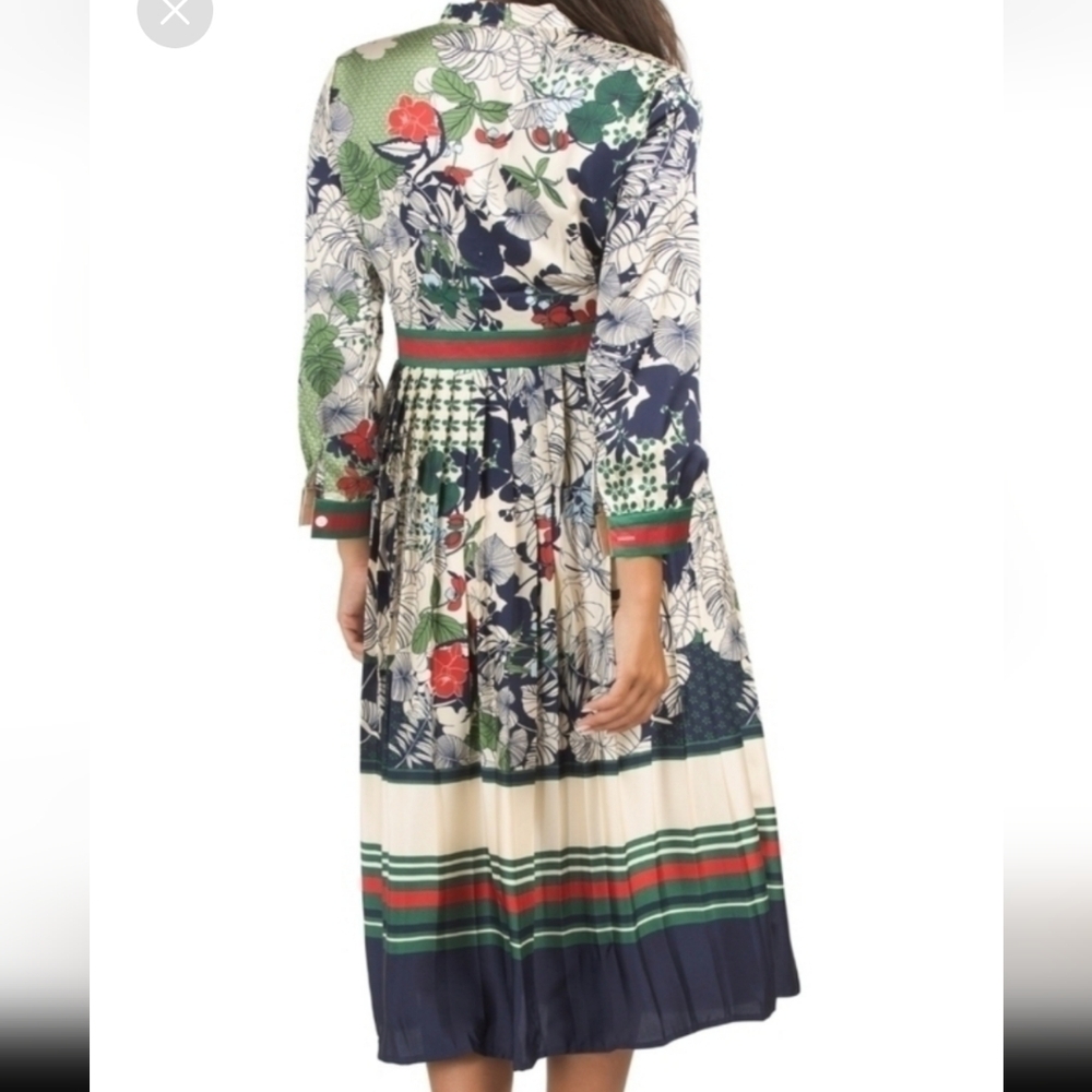 Dalia Macphee Tie Neck Printed Midi Dress. - Picture 7 of 16